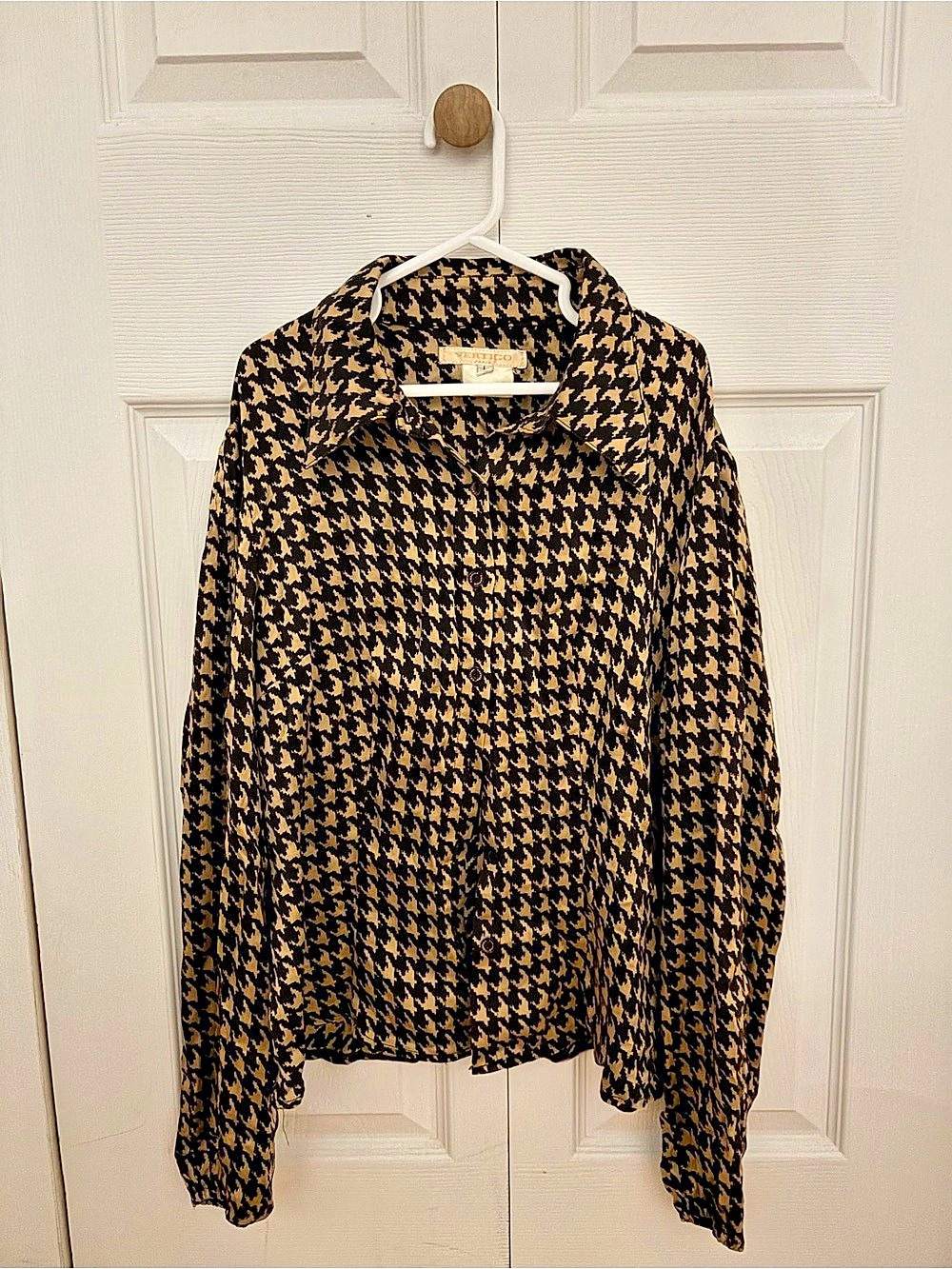 Chemise vintage fluide satinée pied-de-poule Vertigo Paris - Taille L